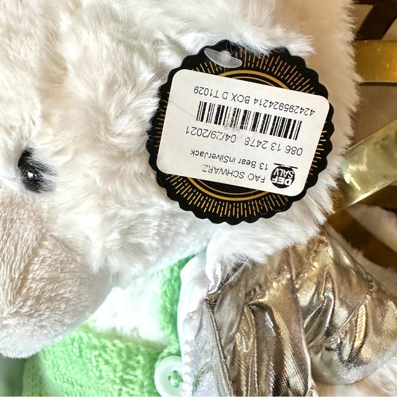 New with tags- FAO Schwartz plush 13” bear custom dressed - Picture 2 of 6